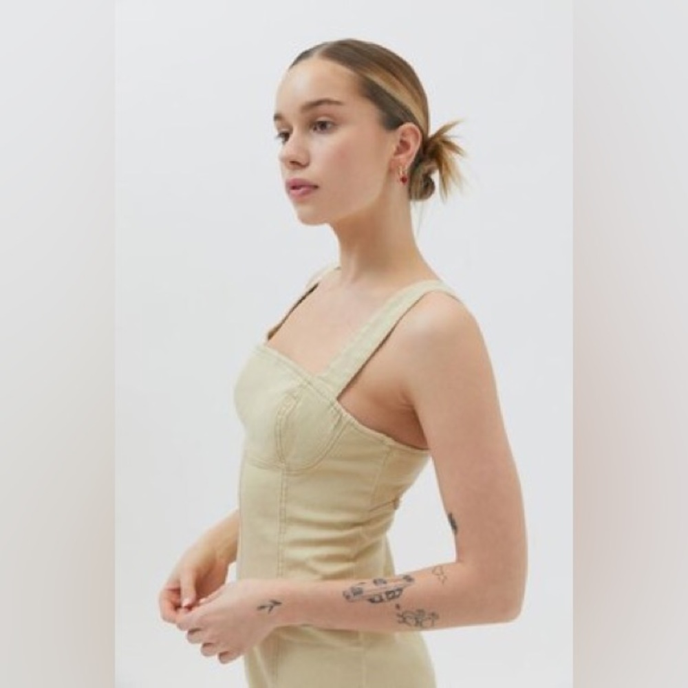 Urban Outfitters Beige Golden Hour Structured Denim Mini Dress